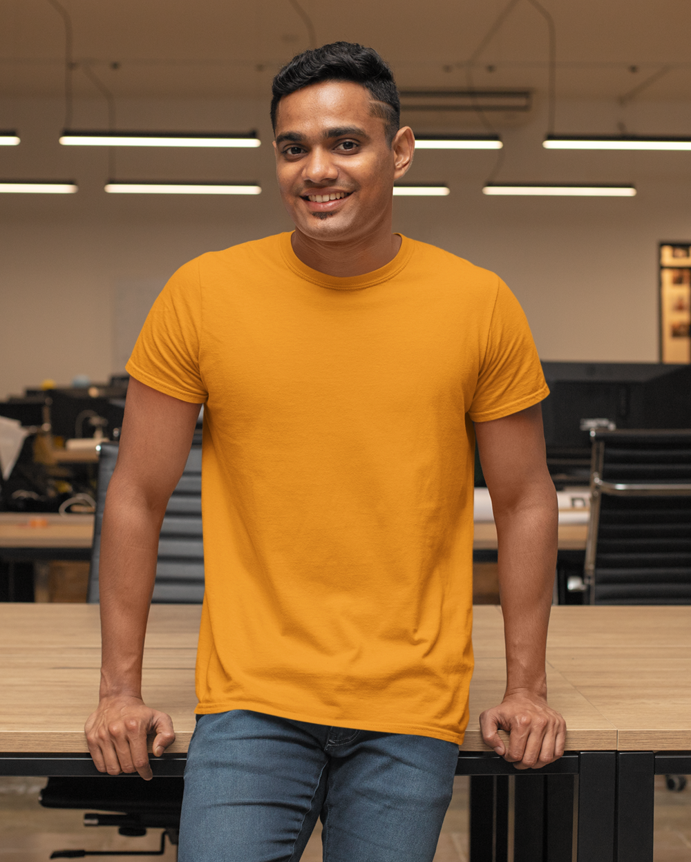 Vibrant Solid Orange T-Shirt for Youth | Bold & Trendsetting